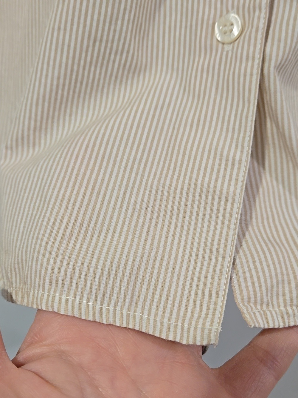 Retro Liz Claiborne Beige Stripe Button-Up Ralphcore/Normcore Shirt - Picture 5 of 8